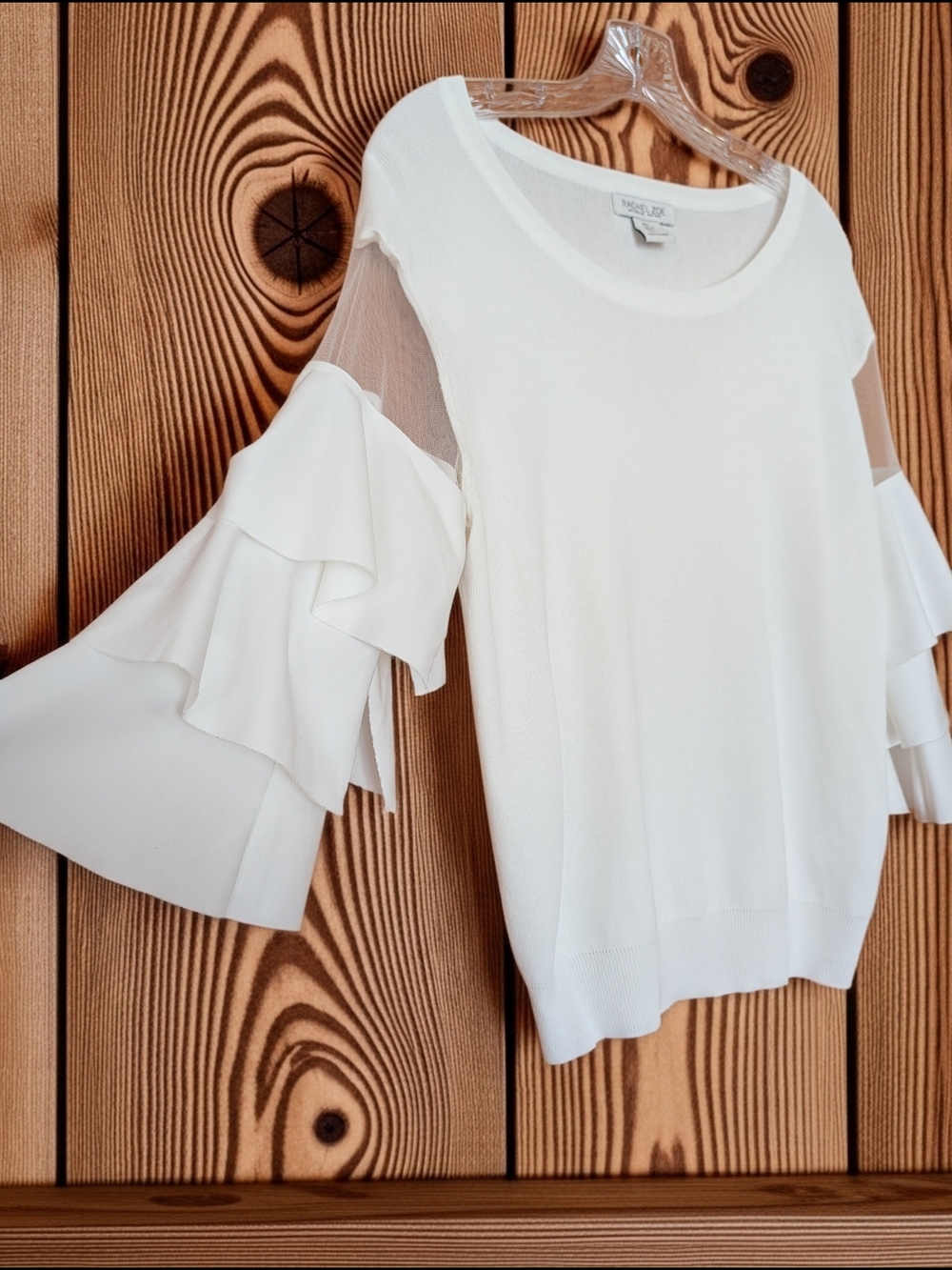 Rachel Zoe Cream Knit Crewneck Top